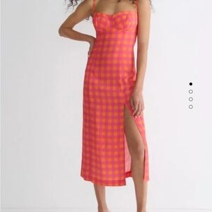 NWT J.Crew Collection Invite dress in pink & orange gingham